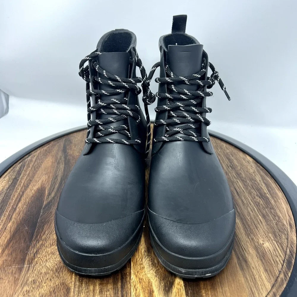 Madewell Rain Boots Women's 9 Lace Up Lugsole Black Rubber